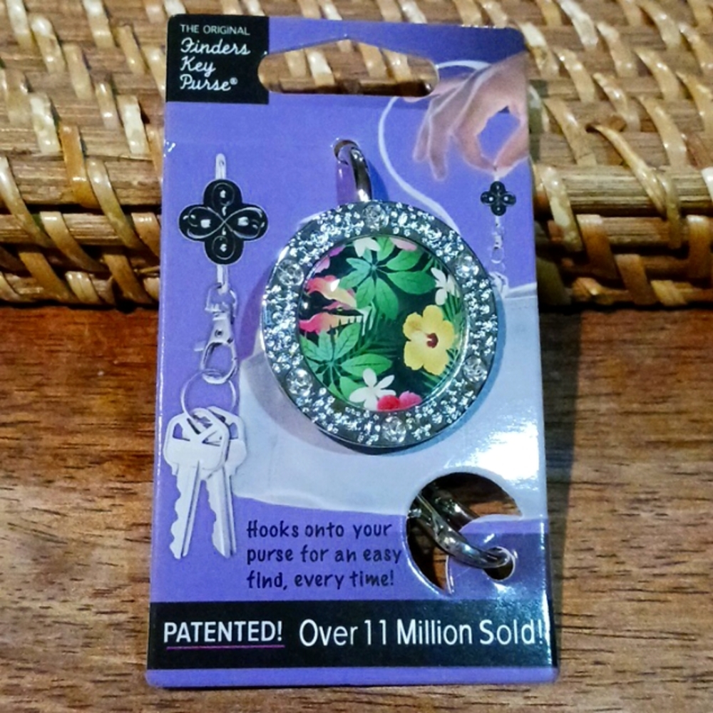 HAWAIIAN FLORA BLING Alexx Finders Key Purse Keychain/Hook for bag, purse +more